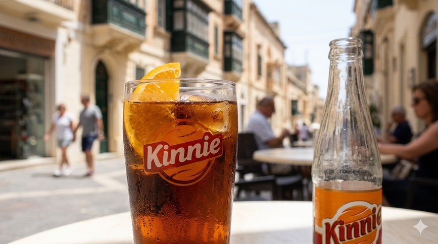 マルタ独自のソフトドリンク、キニー (Kinnie)。ビターオレンジとハーブの爽やかな味わい